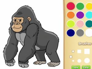 Cluiche Leabhar dathúcháin gorilla do pháistí ar líne
