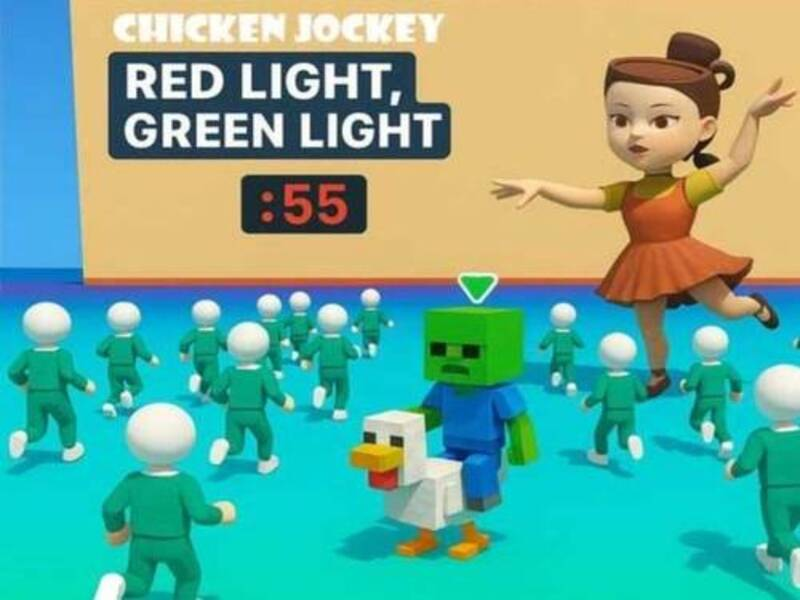 Cluiche Jockey sicín: solas glas éadrom dearg ar líne