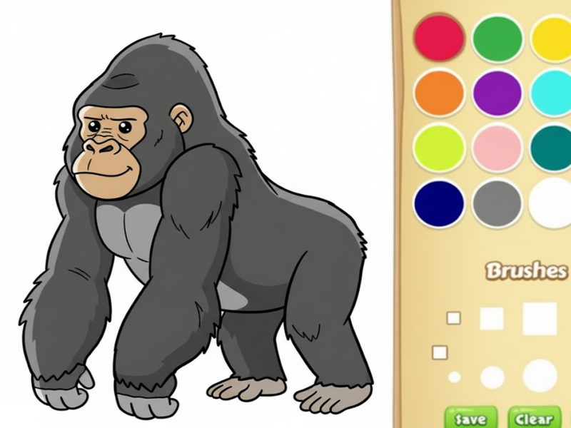 Cluiche Leabhar dathúcháin gorilla do pháistí ar líne